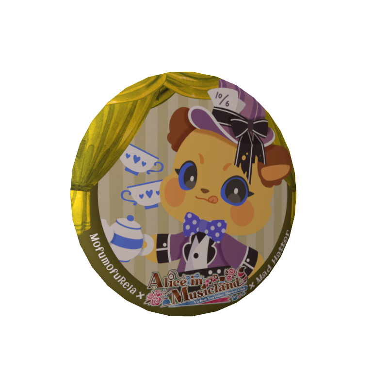 3D缶バッジA( Vミュージカル部 - もふもふれいあ【マッドハッター】)の画像