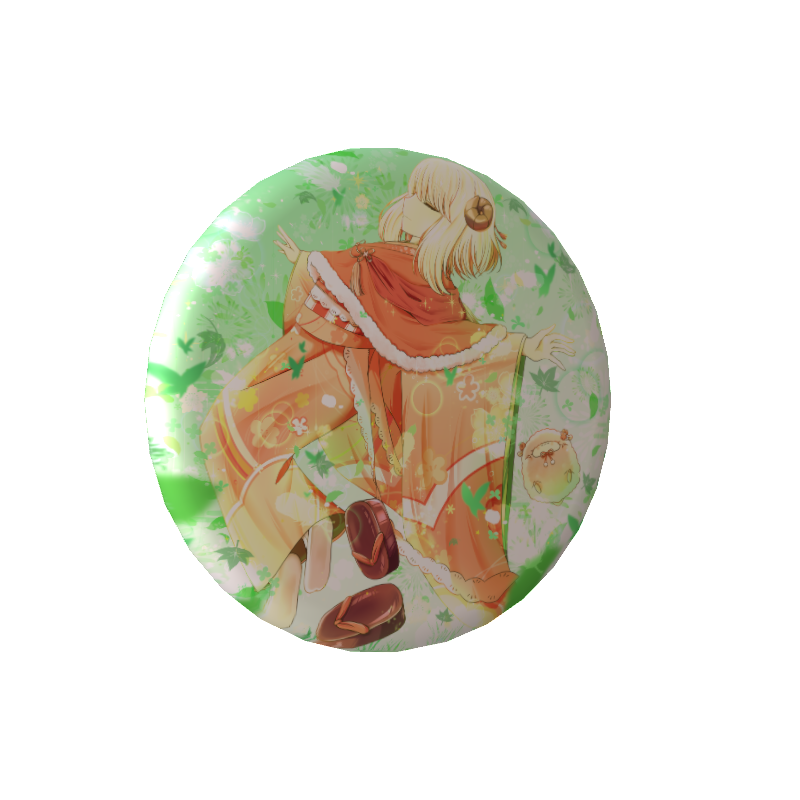 ひつじの缶バッジ(ひつじと緑のぬくもり)