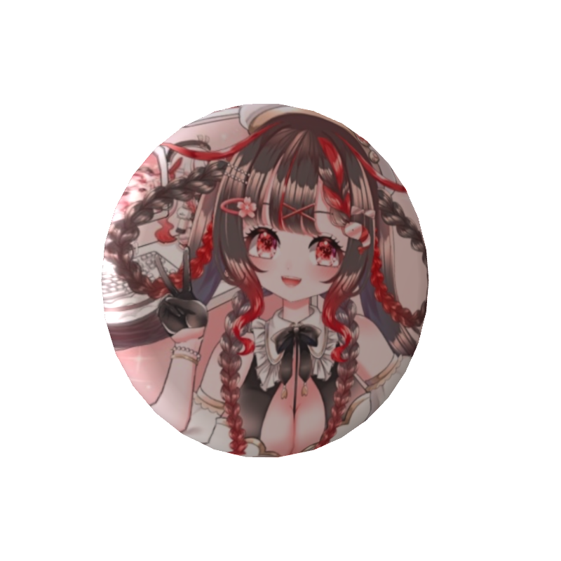 桜結こえびの缶バッジはい、ピース！（黒髪ツインテver）の画像
