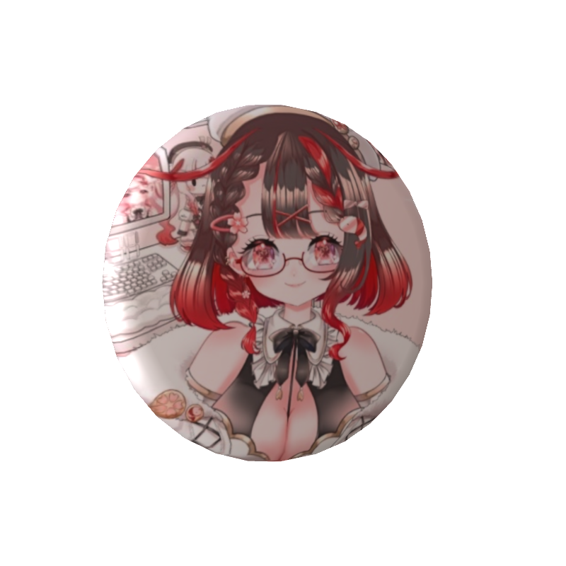 桜結こえびの缶バッジ【みんな大好き眼鏡/黒髪ショートver】の画像