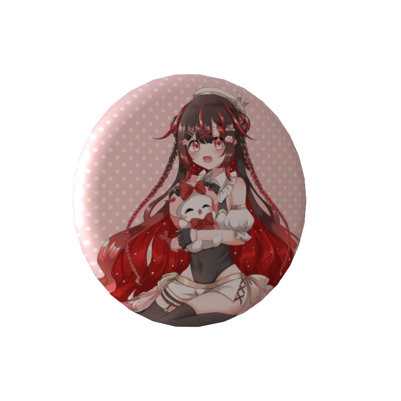 桜結こえび3周年Vデビュー1周年えびりんと一緒缶バッジ(黒髪ver)の画像