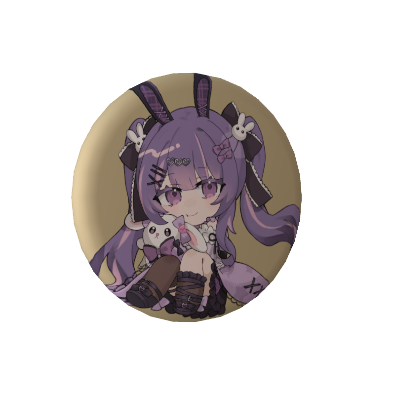 月見らびの缶バッジきゃわいいの画像