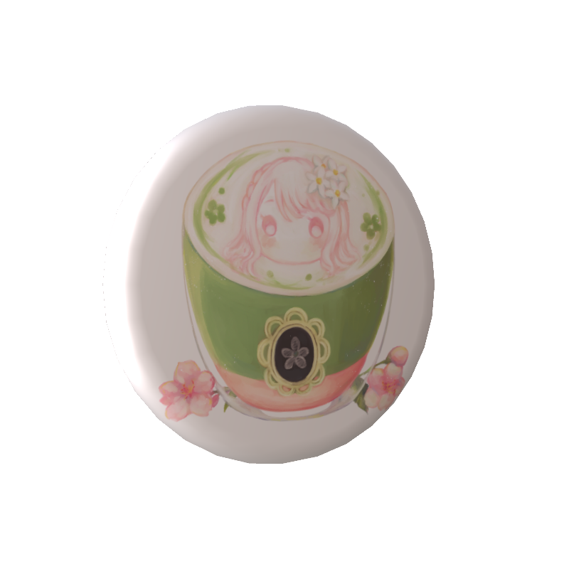 小石夕乃の缶バッジ【桜抹茶ラテ】の画像